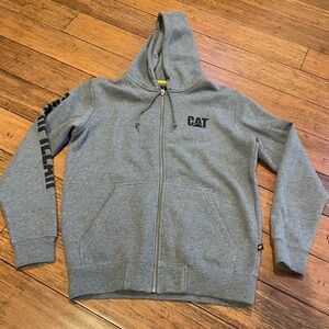 CAT Caterpillar Workwear Mens Gray Zip-Up Hoodie